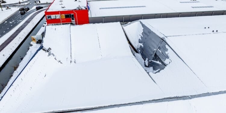 Snow is a problem on flat roofs, causing collapses and closures