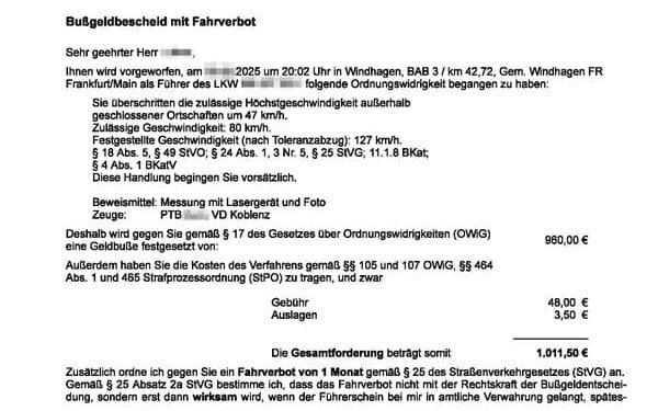 Bijna 1000 euro boete krijgen bij 7 km te hard rijden, hoe kan dat?